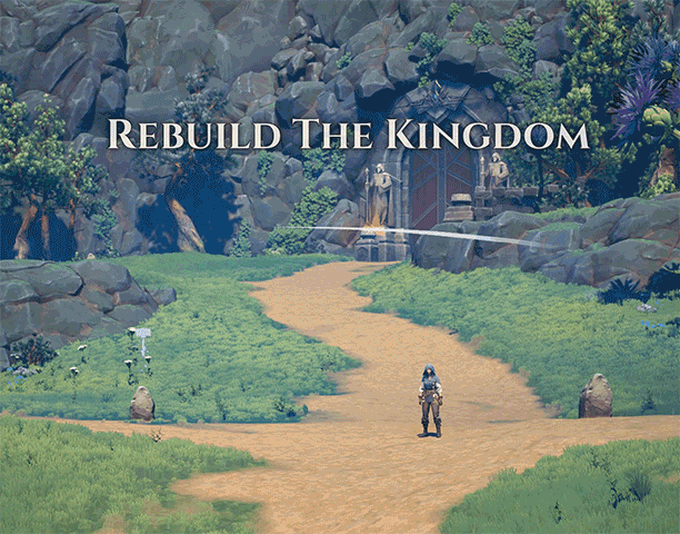 Realmfall gameplay showing a kingdom being rebuilt.