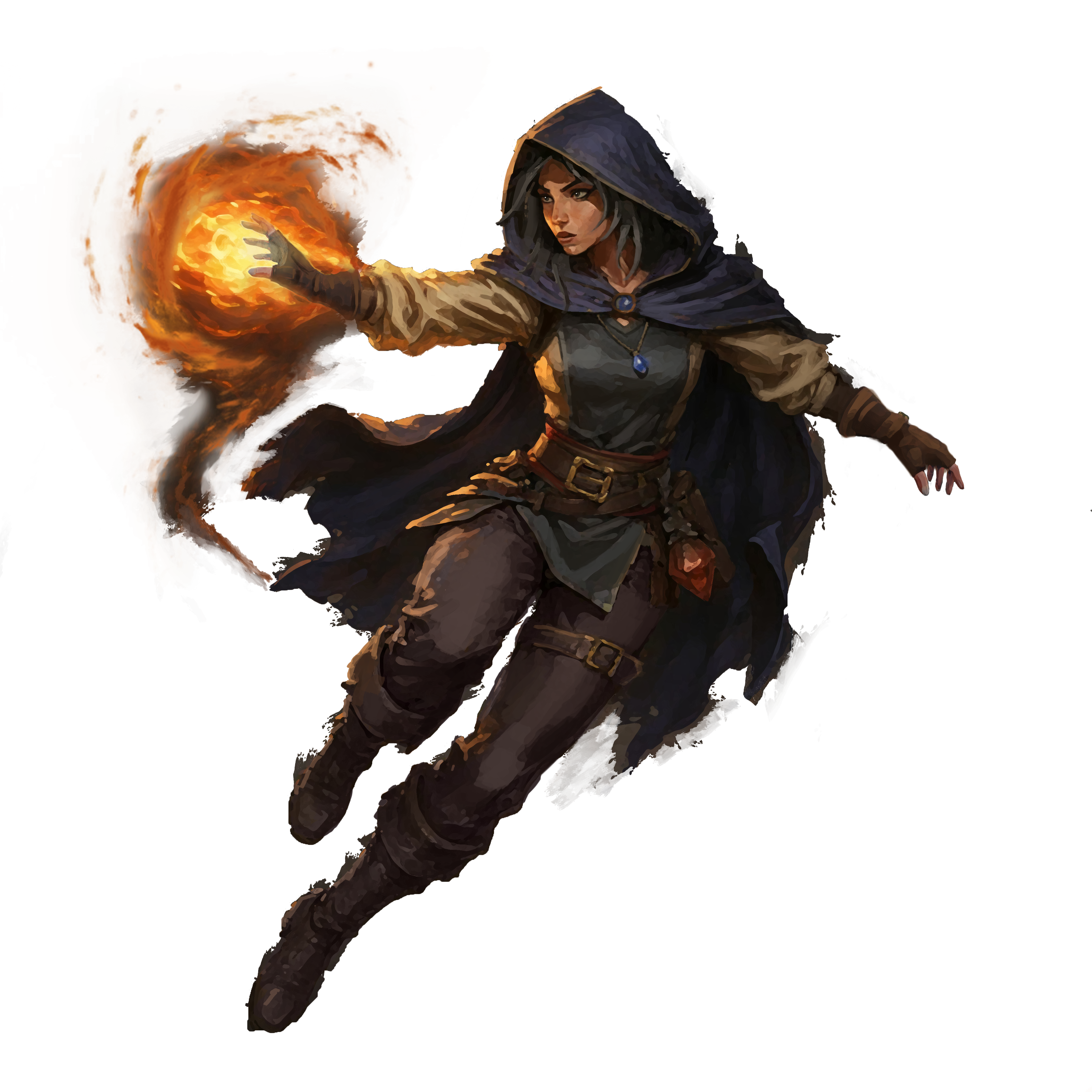 Painted Realmfall protagonist casting fire magic.